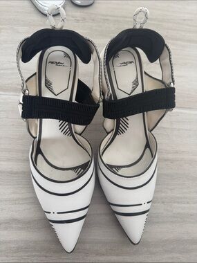 White and Black Pointed Toe Women's Dress Sandals